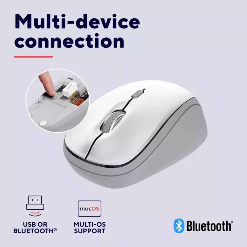 Mysz Trust Yvi+ uniwersalna symetryczna RF Wireless + Bluetooth optyczna 1600 DPI