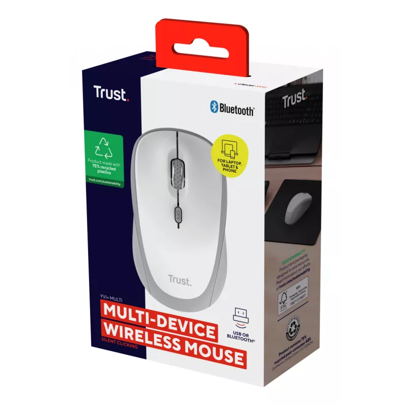 Mysz Trust Yvi+ uniwersalna symetryczna RF Wireless + Bluetooth optyczna 1600 DPI