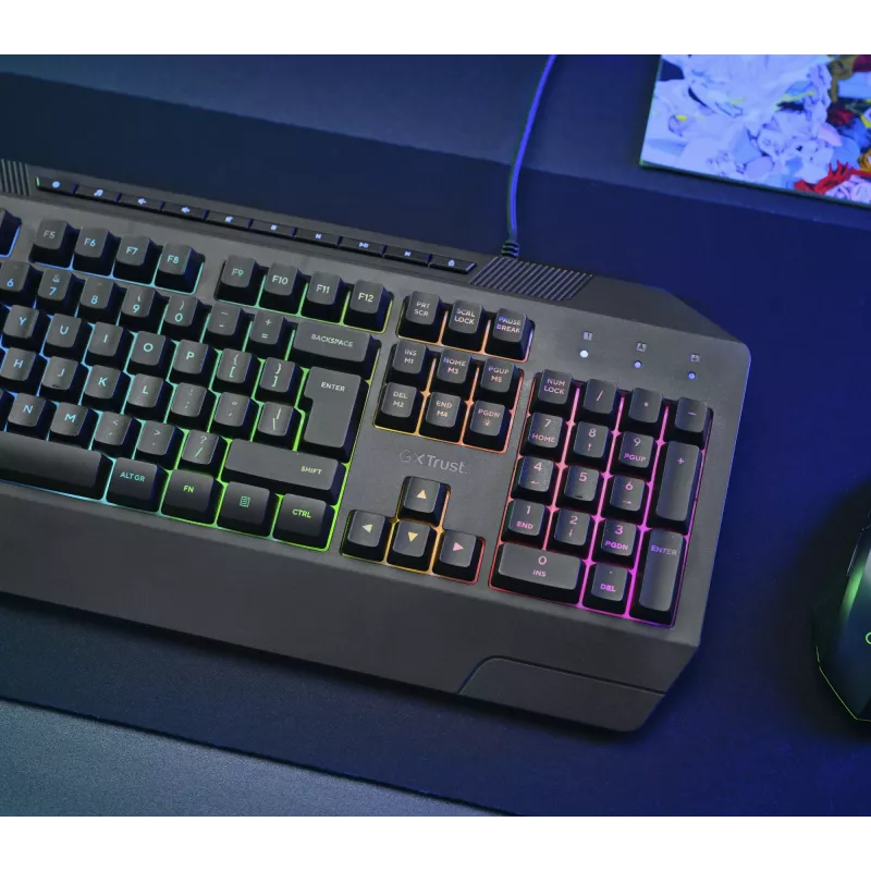Klawiatura Trust GXT 836 Evocx do gier USB AZERTY belgijska czarna