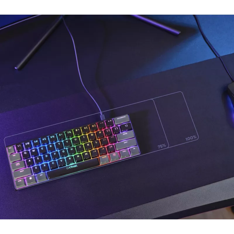 Trust GXT 867 Acira klawiatura Gaming USB AZERTY belgijska czarna, szara