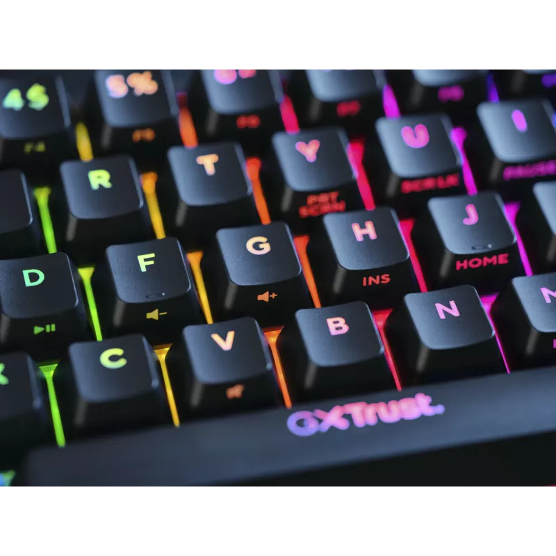 Trust GXT 867 Acira klawiatura Gaming USB AZERTY belgijska czarna, szara