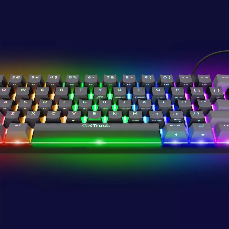 Trust GXT 867 Acira klawiatura Gaming USB AZERTY belgijska czarna, szara