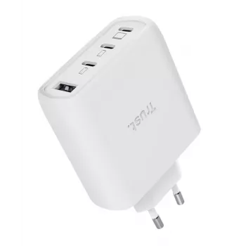 TRUST Maxo 65W wewnętrzna szybka ładowarka sieciowa, 3x USB-C, maks. 20 V, kabel 2 m, biała