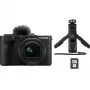 Kompaktowy aparat Canon PowerShot V1 Premium Vlogger Kit — 22,3 MP, 1/4 cala CMOS, 4K UHD, zoom optyczny 3,1x, ekran dotykowy 3 cale, czarny
