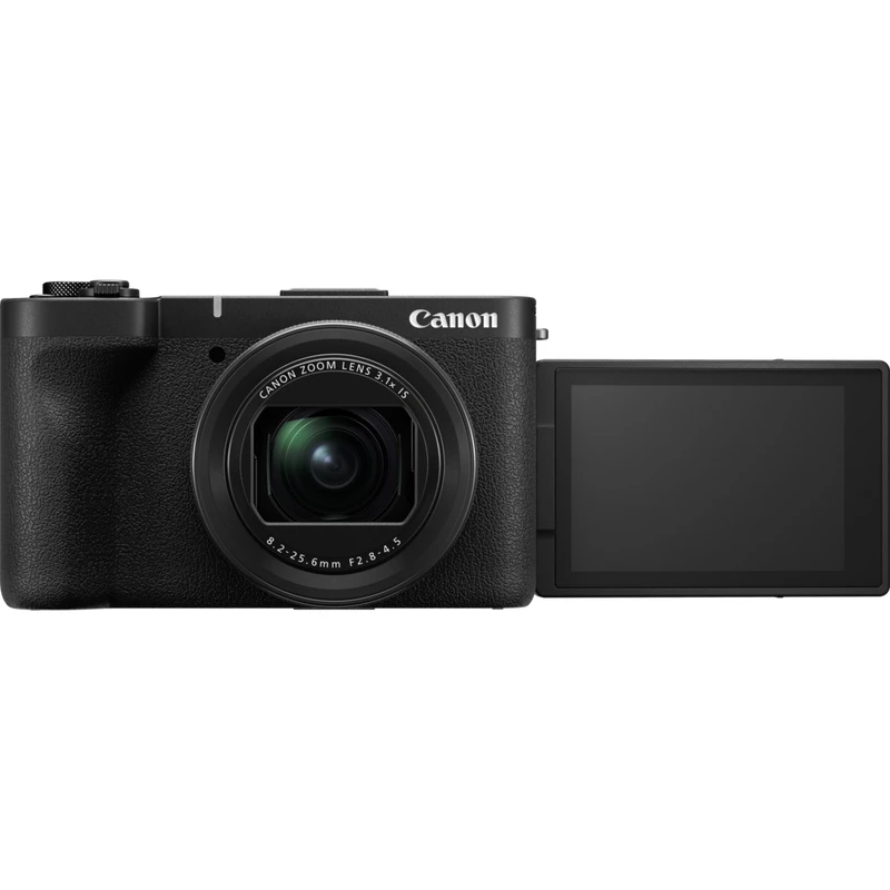Kompaktowy aparat Canon PowerShot V1 Premium Vlogger Kit — 22,3 MP, 1/4 cala CMOS, 4K UHD, zoom optyczny 3,1x, ekran dotykowy 3 cale, czarny