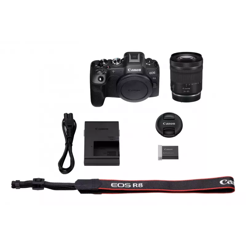 Canon EOS R8 + RF 24-105mm F4-7.1 IS STM MILC 24.2 MP CMOS 6000 x 4000 pikseli Czarny