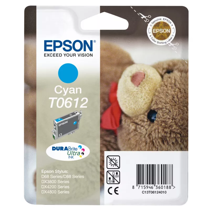 Epson Teddybear Singlepack cyjan T0612 DURABrite Ultra Ink, cyjan, 8 ml, 1 szt.