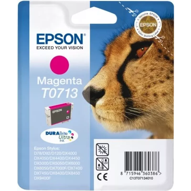 Epson Cheetah Singlepack magenta T0713 DURABrite Ultra Ink, magenta, atrament pigmentowy, 1 szt.
