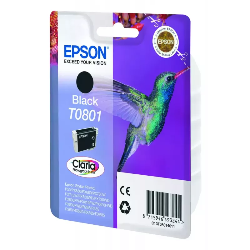 Epson Hummingbird Singlepack Czarny T0801 Claria Photographic Ink