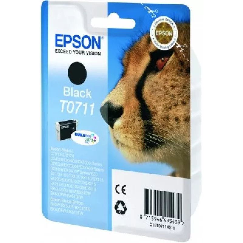 Epson Cheetah Singlepack Czarny T0711 DURABrite Ultra Ink, czarny, tusz pigmentowy, 1 szt.