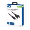 ACT 0,6 m adapter USB na szeregowy, czarny, 0,6 m, USB Typ-A, DB-9, męski, męski