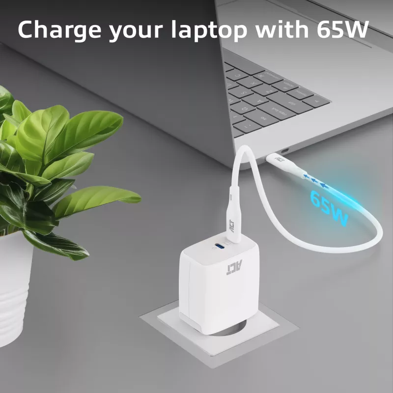Ładowarka ACT USB-C 65W 2-portowa z Power Delivery PPS i GaNFast