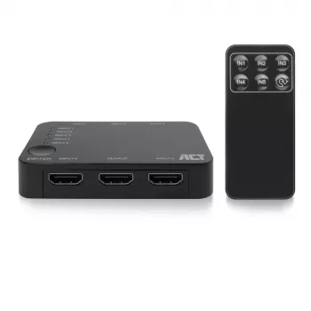 ACT 4K HDMI Switch 5 in, 1 out, HDMI, Czarny, 2160p, 18 Gbit/s, 4096 x 2160 pixels, 4K Ultra HD