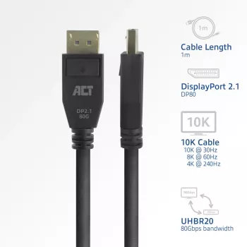 ACT AK4081 kabel DisplayPort 1 m Czarny