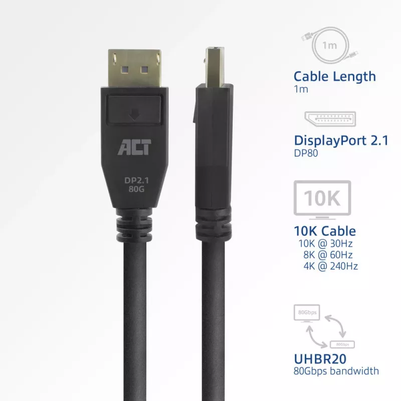 ACT AK4083 kabel DisplayPort 3 m czarny