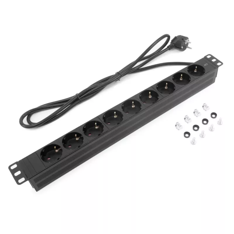 Przedłużacz ACT PDU 19 cali CEE7/7 z 9 gniazdami typu F, 3m H05VV-F 3G1.5