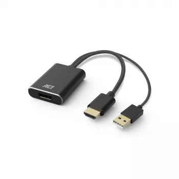 ACT AC7536 adapter kabla wideo 0,24 m HDMI + USB DisplayPort czarny