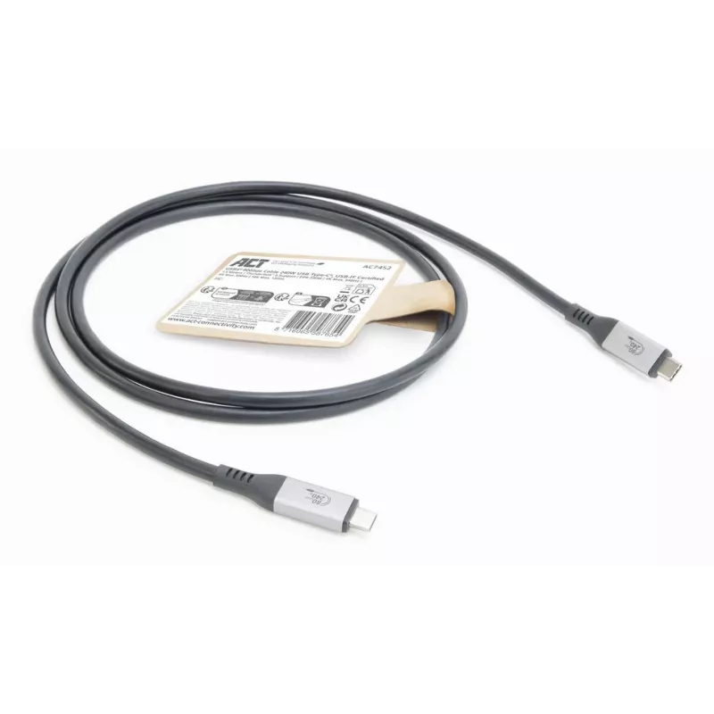 Kabel ACT USB4 80 Gb/s Thunderbolt 5 240 W USB Typu C, certyfikowany przez USB-IF, 1,5 metra