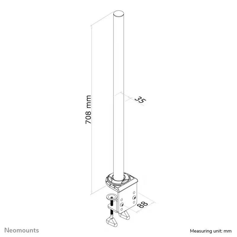 Neomounts FPMA-D935POLE Przedłużka do ramienia monitora na słupie - wys. 70 cm