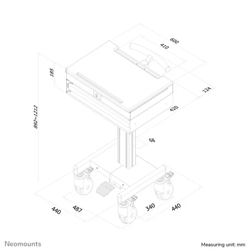 Neomounts MED-M100 Medical mobile workstation -17 inch - gas spring - lockable