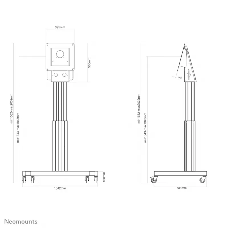 Neomounts NM-HUB2LIFTSILVER wózek pod telewizor do 50 cali – zmotoryzowany