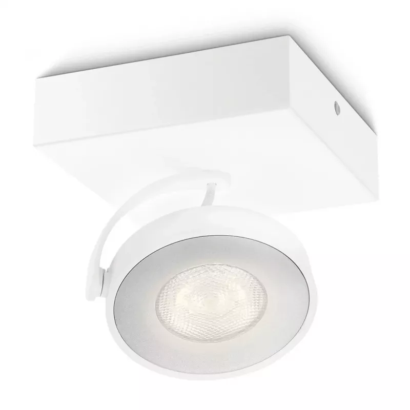 Natynkowy reflektor LED Signify Philips Dimmable Clockwork 6.5W, 500 lm, 2700 K, IP20, biały