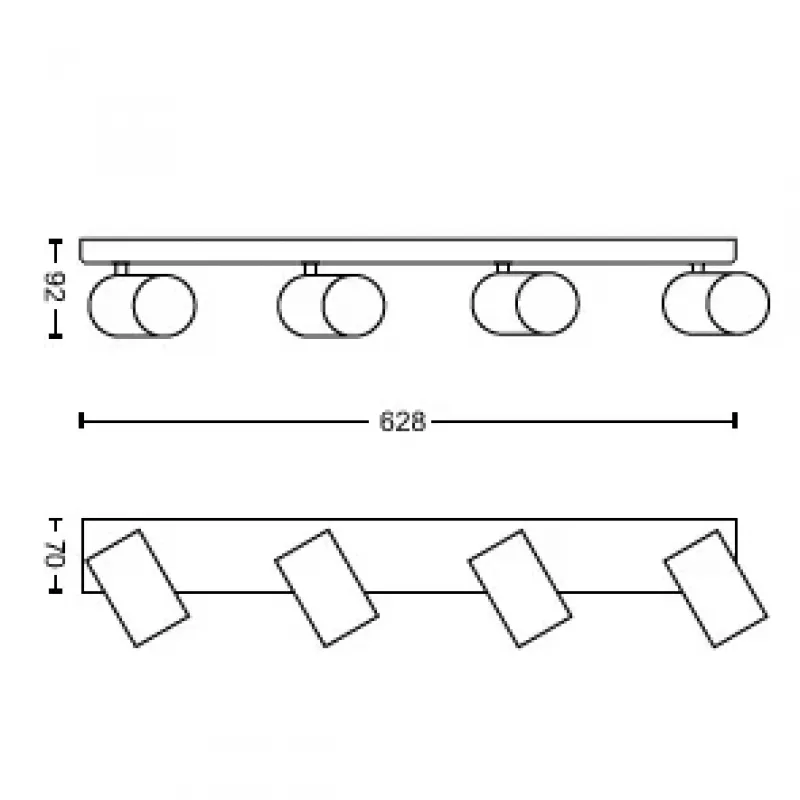 Philips myLiving Kosipo Reflektor sufitowo/ścienny 4x, oświetlenie natynkowe punktowe, GU10, 4 żarówki, LED, 220-240 V, Czarny