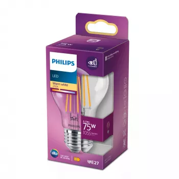 Philips Filament Bulb Clear 75W A60 E27 8.5W Warm biały 1055lm