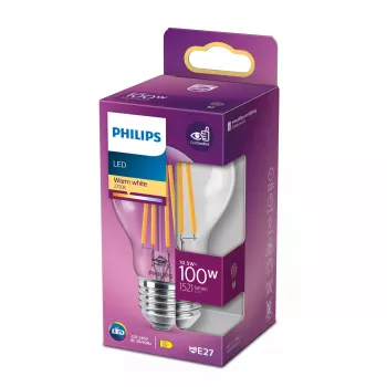 Philips Filament Bulb Clear 100W A60 E27 10.5W Ciepłobiały 1521lm
