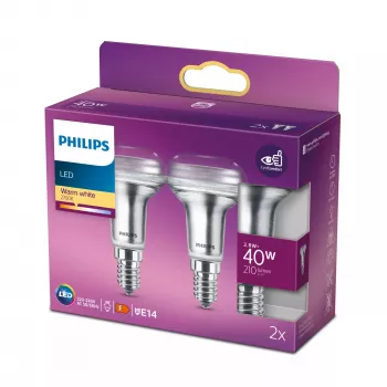 Philips Reflector 40W R50 E14 x2, 2,8 W, 40 W, E14, 210 lm, 15000 h, Ciepła biel