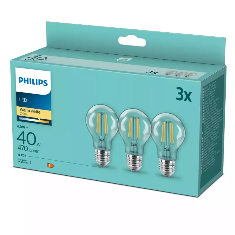 Philips Żarówka LED Ciepła biel 2700 K 4,3 W E27 F