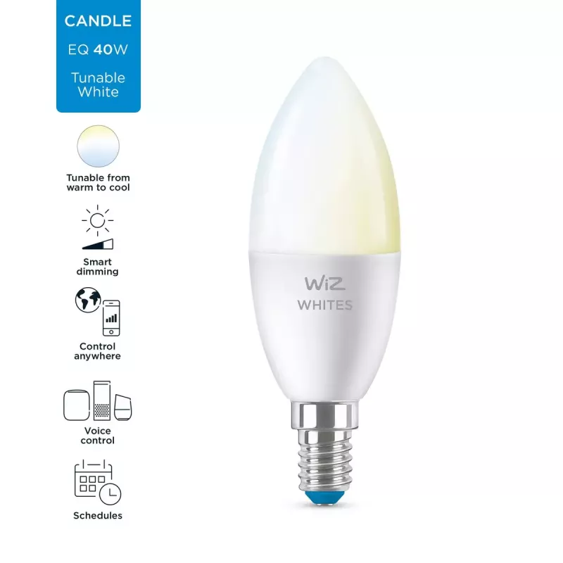 Inteligentna żarówka WiZ Candle 40 W C37 E14 Wi-Fi Biała