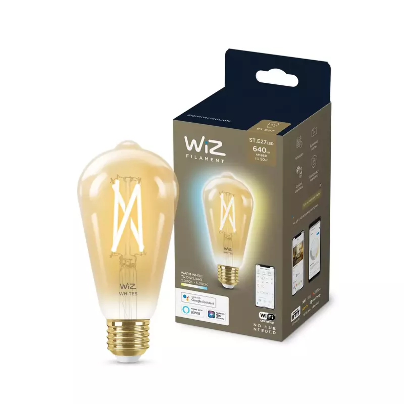 Inteligentna żarówka WiZ Filament Bulb bursztynowa 6,7 W ST64 E27 Wi-Fi złota