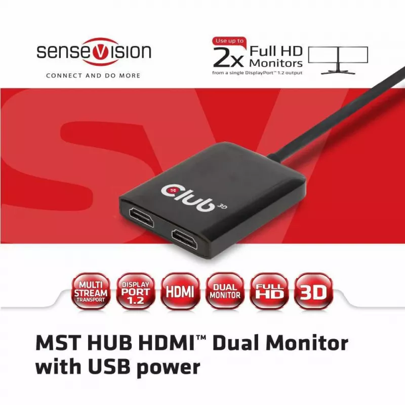 CLUB3D Multi Stream Transport Hub DisplayPort 1.2 na HDMI – podwójny monitor