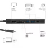 Koncentrator USB-C na HDMI CLUB3D 7-1 — przewodowy, Gigabit Ethernet, czarny, 136×34×94.5 mm