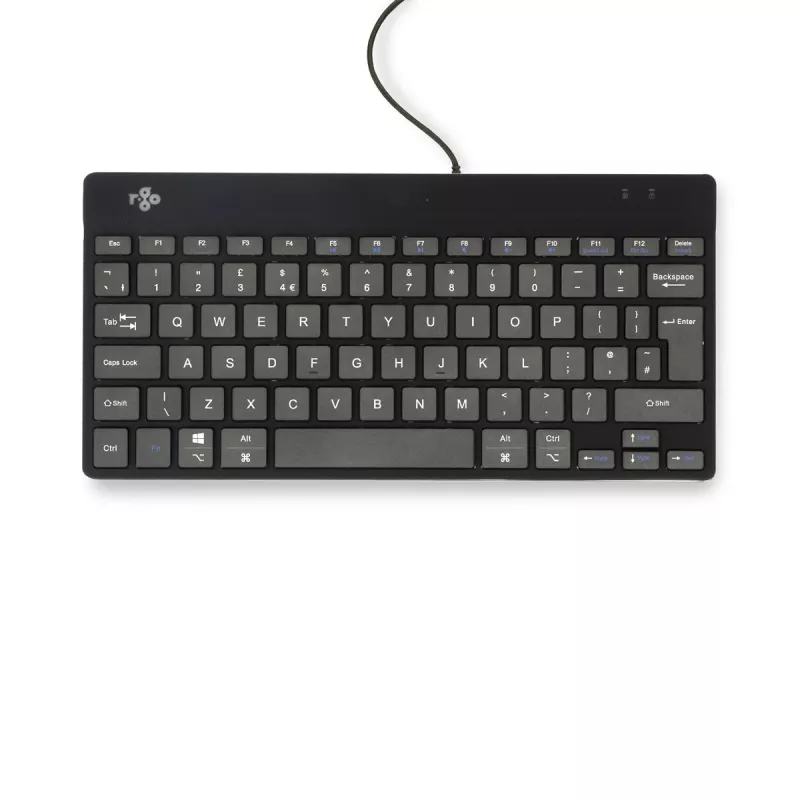 R-Go Tools Ergonomiczna klawiatura R-Go Compact Break, kompaktowa klawiatura z oprogramowaniem do przerw, QWERTY (UK), przewodowa, czarna