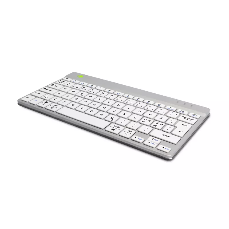 Klawiatura ergonomiczna R-Go Tools R-Go Compact Break, kompaktowa klawiatura z oprogramowaniem do przerw, QWERTY (NORDYCKI), Bluetooth, biała