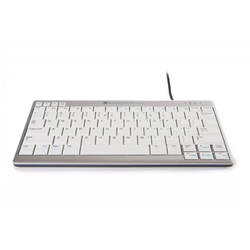 BakkerElkhuizen UltraBoard 950 BE Azerty, Mini, przewodowa, USB, przełącznik nożycowy, AZERTY, jasnoszara, biała