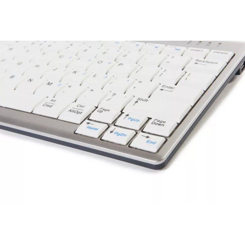 BakkerElkhuizen UltraBoard 950 BE Azerty, Mini, przewodowa, USB, przełącznik nożycowy, AZERTY, jasnoszara, biała