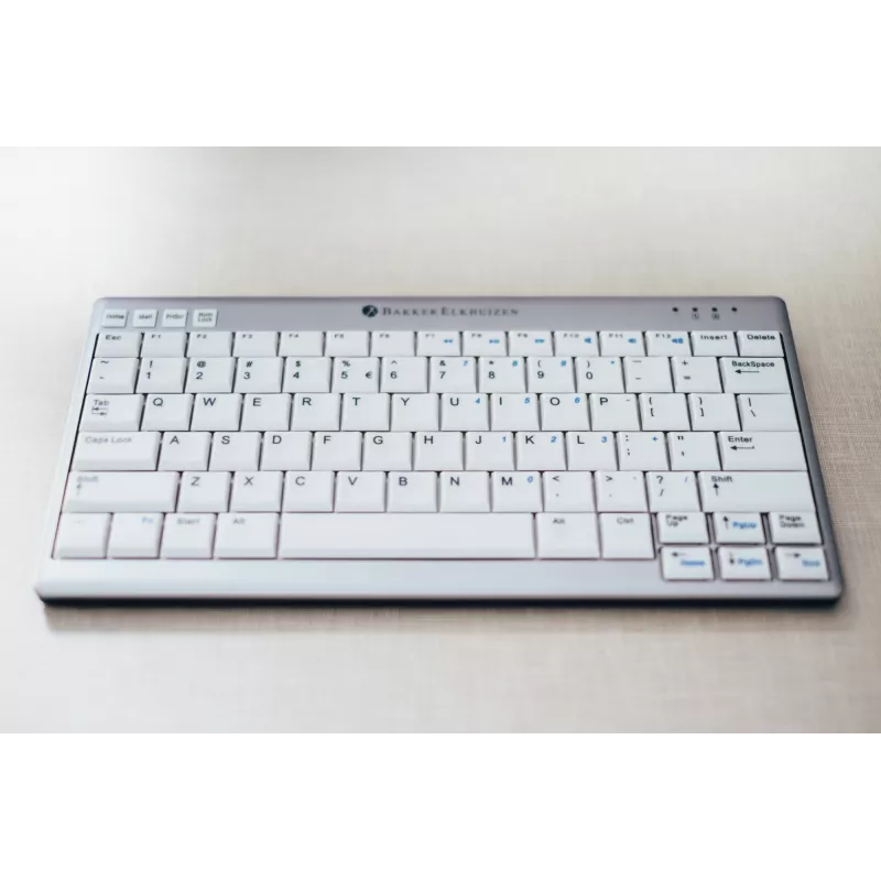 BakkerElkhuizen UltraBoard 950 BE Azerty, Mini, przewodowa, USB, przełącznik nożycowy, AZERTY, jasnoszara, biała