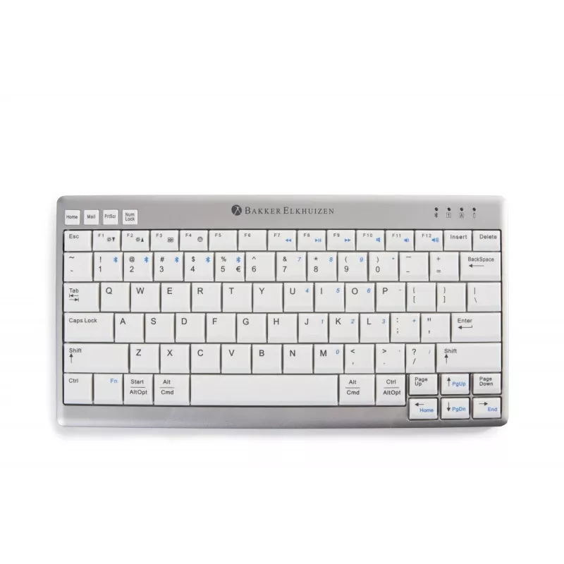 BakkerElkhuizen UltraBoard 950 Wireless US Qwerty, Mini, Bezprzewodowa, Bluetooth, Przełącznik nożycowy, QWERTY, Jasnoszara, Biała