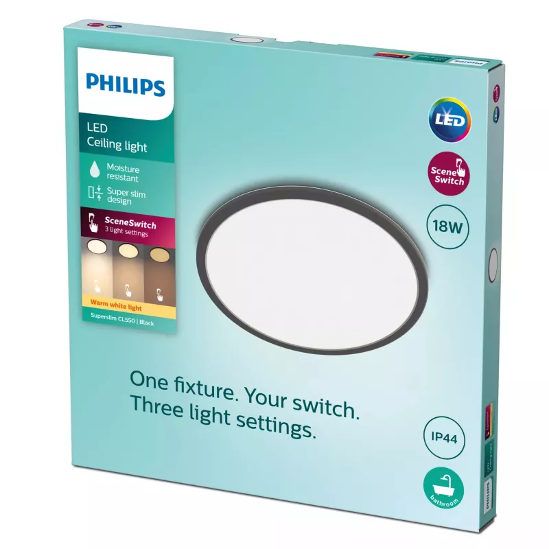 Philips Funkcjonalny Plafon LED 18W 2700K 1500 lm Ściemnialny Natynkowy Czarny