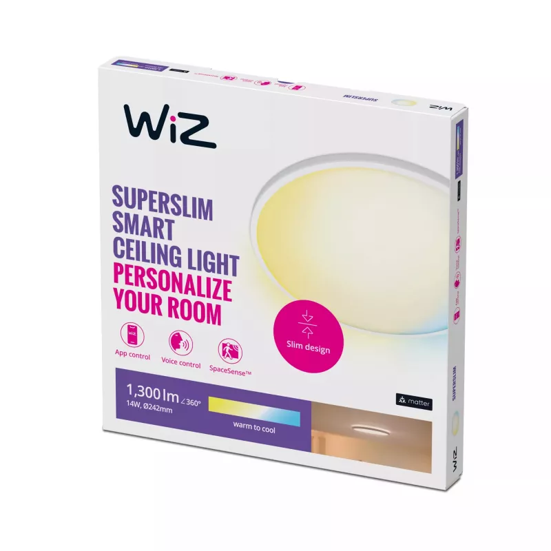 Inteligentna lampa sufitowa WiZ Superslim Ceiling 14 W Wi-Fi/Bluetooth biała