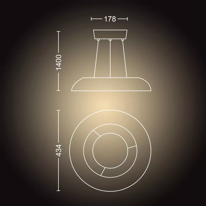 Inteligentna lampa wisząca Philips Hue biały ambience Amaze — Bluetooth, 24V, 434×77 mm, biała