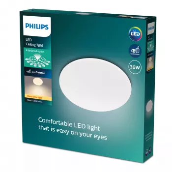 Lampa sufitowa LED Philips Functional Moire 36 W, biała, okrągła, niewymienne żarówki, 220–240 V