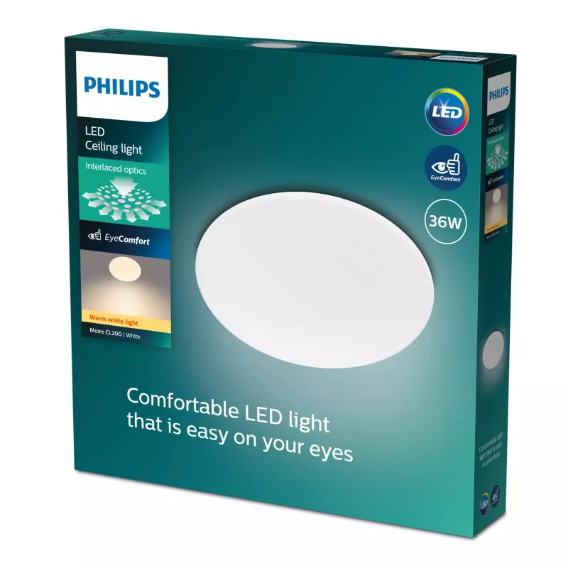 Lampa sufitowa LED Philips Functional Moire 36 W, biała, okrągła, niewymienne żarówki, 220–240 V