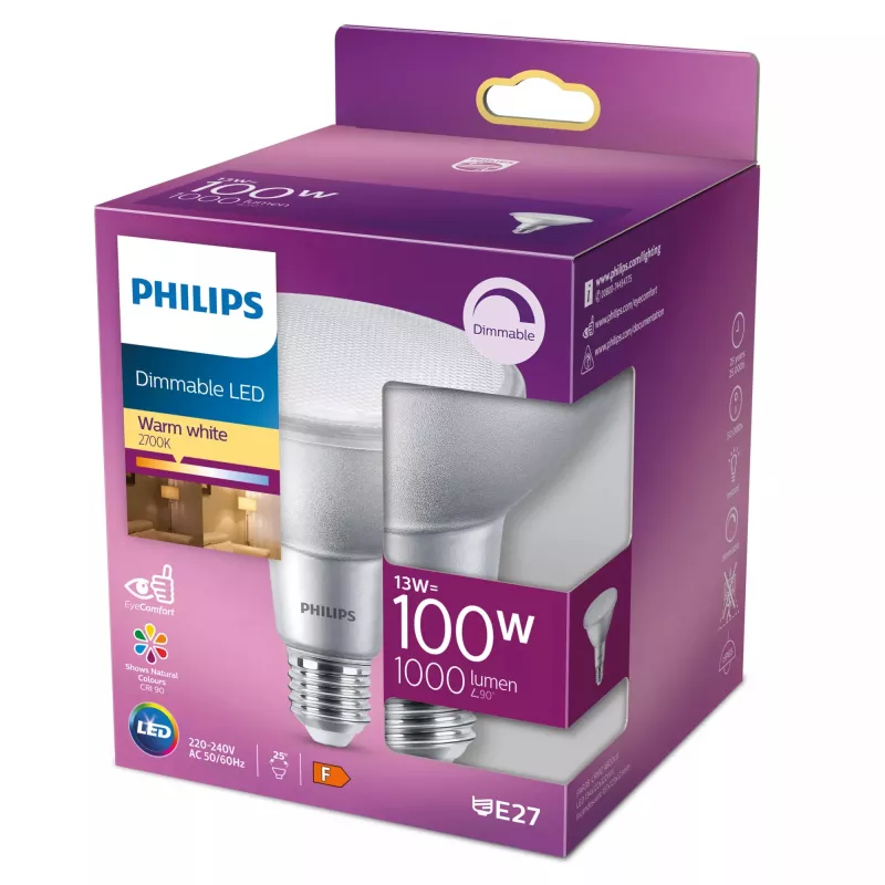 Philips Reflector 100W PAR38 E27, 13 W, 100 W, E27, 1000 lm, 25000 h, Ciepła biel