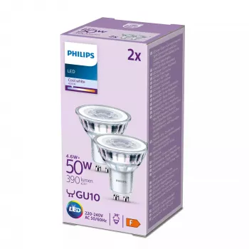 Philips Spot 50W PAR16 GU10 x2, 4,6 W, 50 W, GU10, 390 lm, 15000 h, Chłodna biel