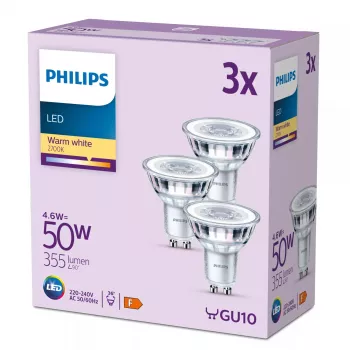 Philips Spot 50W PAR16 GU10 x3, 4,6 W, 50 W, GU10, 355 lm, 15000 h, Ciepła biel