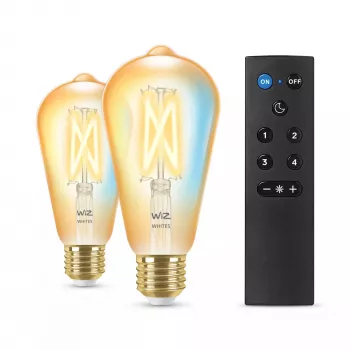 WiZ Filament Bulb Amber 50 W ST64 E27 x2, Smart bulb